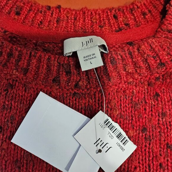 J. Jill Women's Large Buttoned Shoulder Pullover Sweater Red NEW with Tags - Picture 10 of 14